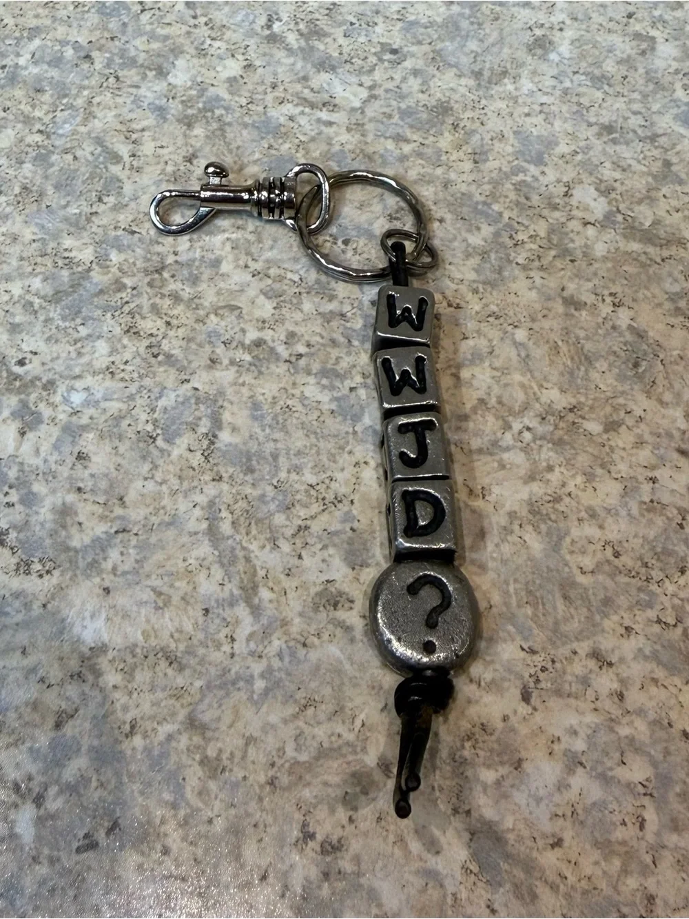 Silver-Tone WWJD Initial Bead Keychain